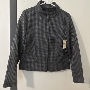 Coldwater Creek‎ Jacket Women's 8 Houndstooth Blazer Silver Gray NWT